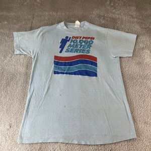 Vintage 70s Diet Pepsi 10,000 Meter Series Runner Tee Rare Blue T-Shirt Large